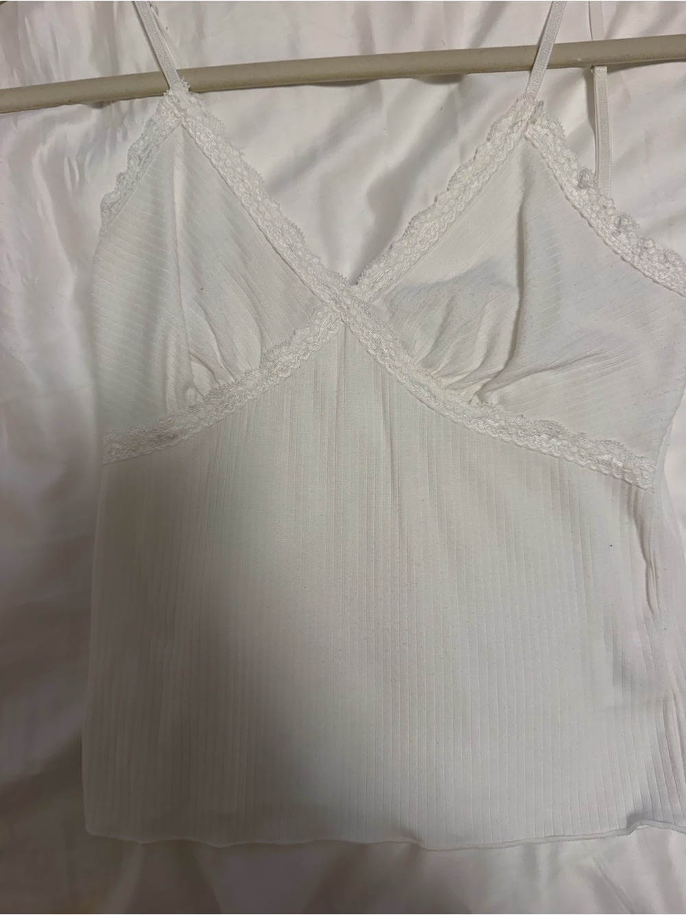 OAK + FORT White Lace-Trim Ribbed Cami